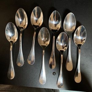 8 Guy Degrenne Stainless Oval Soup Spoons